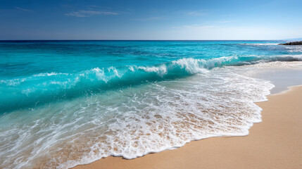 Calm close-up of calm sea water waves with palm trees. Beautiful panorama, tropical island beach landscape exotic shore coast. Summer vacation, holiday amazing nature. Sea background