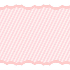 正方形の背景　雲の枠と斜めストライプ　ピンク