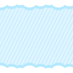 正方形の背景　雲の枠と斜めストライプ　水色