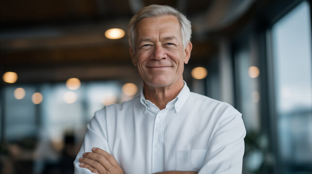 Successful Senior Businessman in Modern Office