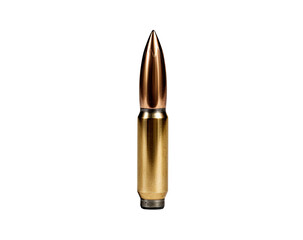 Single Rifle Bullet Ammunition Cartridge Close Up on Transparent Background single rifle bullet