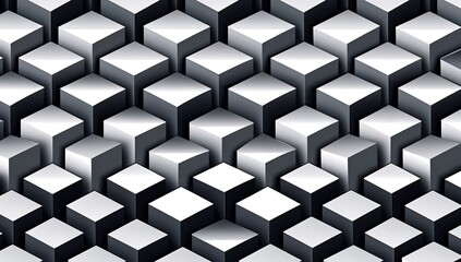 Optical illusion pattern impossible cubes in grayscale