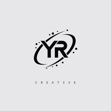 YR Creative Monogram Logo &ndash; Minimal Futuristic Letter mark Design with Space Orbit Style and swirl Style  for Modern Branding & Tech Identity