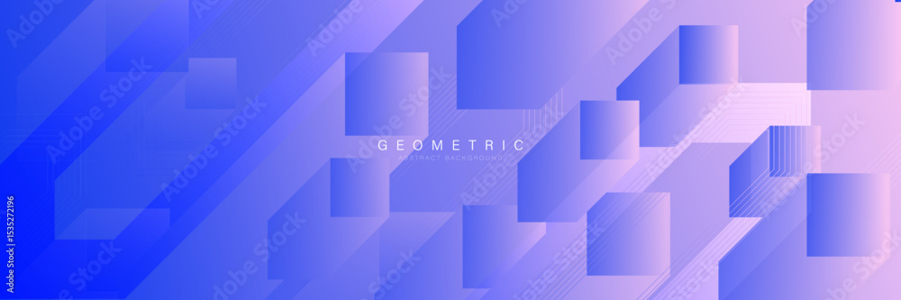 Poster Abstract 3d rectangle boxes with a chaotic floating background. Futuristic and technological blockchain concept. Vector illustration