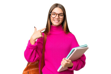 Teenager student caucasian girl over isolated background giving a thumbs up gesture