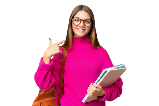 Teenager student caucasian girl over isolated background giving a thumbs up gesture