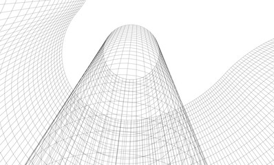 Abstract architectural background. Vector linear illustration on white background