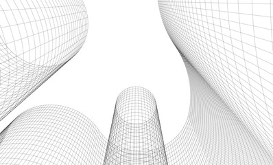 Abstract architectural background. Vector linear illustration on white background
