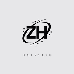 ZH Creative Monogram Logo – Minimal Futuristic Letter mark Design with Space Orbit Style and swirl Style  for Modern Branding & Tech Identity