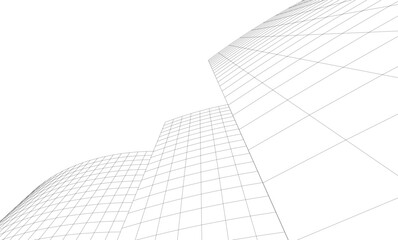 Abstract architectural background. Vector linear illustration on white background