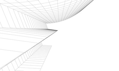 Abstract architectural background. Vector linear illustration on white background