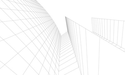 Abstract architectural background. Vector linear illustration on white background