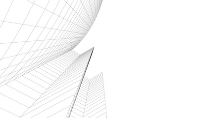 Abstract architectural background. Vector linear illustration on white background