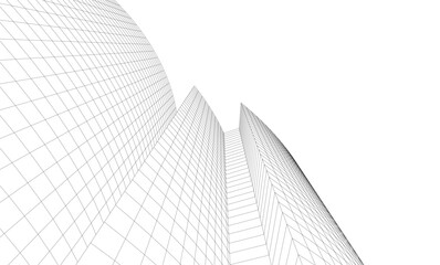 Abstract architectural background. Vector linear illustration on white background