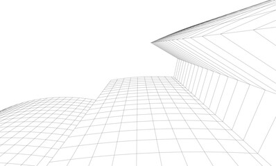 Abstract architectural background. Vector linear illustration on white background