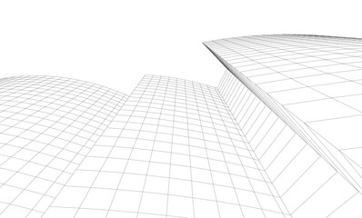 Abstract architectural background. Vector linear illustration on white background