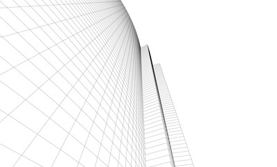 Abstract architectural background. Vector linear illustration on white background