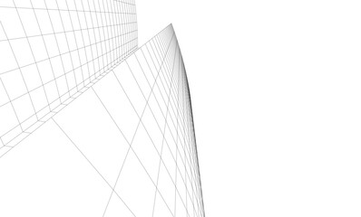 Abstract architectural background. Vector linear illustration on white background
