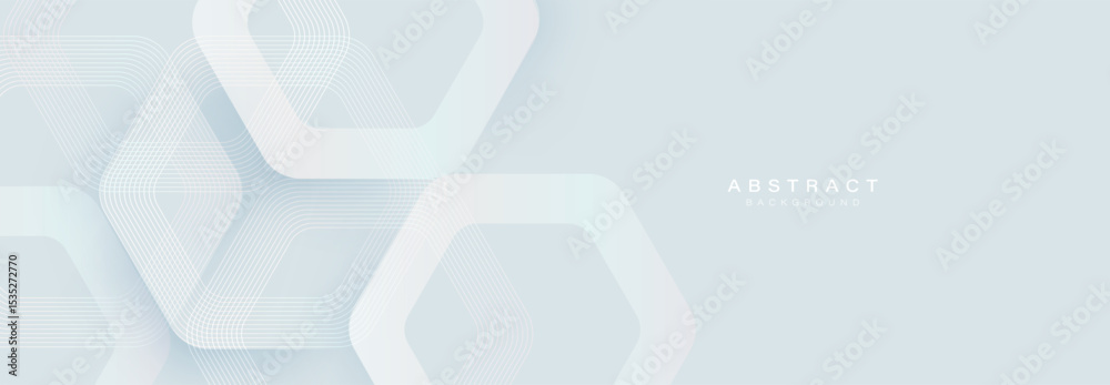 Poster Minimalistic abstract background with hexagonal lines and soft gradients in light tones