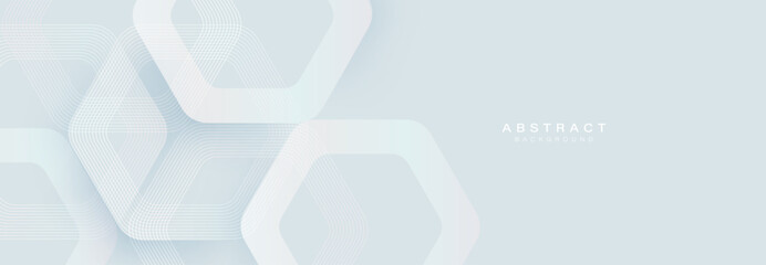 Minimalistic abstract background with hexagonal lines and soft gradients in light tones