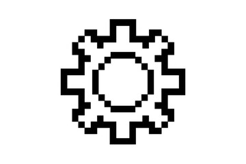 Obraz premium Pixelated cogwheel representing technological mechanism, vintage industrial design element