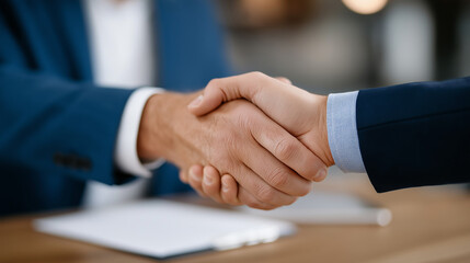 Businessmen in a close-up handshake conveying trust and agreement