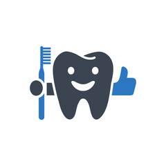 Tooth with Toothbrush Icon