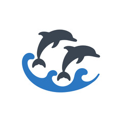 Dolphins in Wave Icon