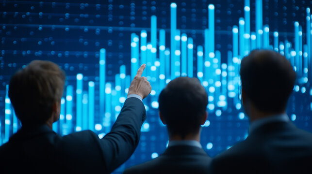 Business Team Analyzing Graph Data for Strategic Insights