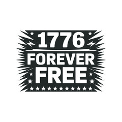 Fourth of july distressed 1776 design, stars and bold text

