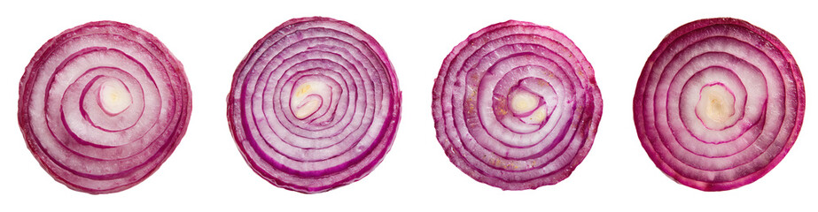 Sliced Red Onion, macro, ingredient food PNG set Transparent background