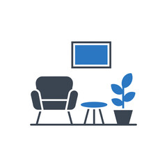 Fototapeta premium Living Room with Chair and Plant Icon