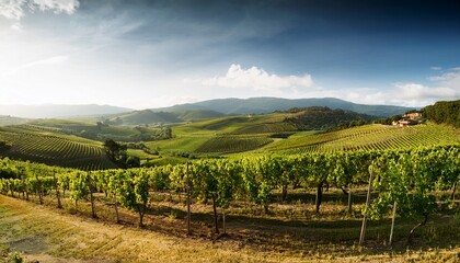 Fototapeta premium vineyard with view over countryside
