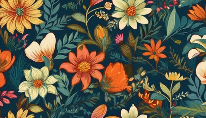 seamless pattern of a flower garden floral textile design