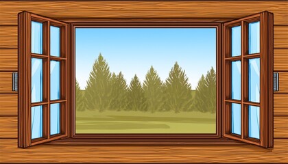 window in wooden frame