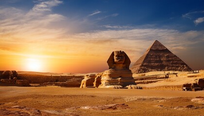 egypt sphinx of giza sunrise desert landscape egypt
