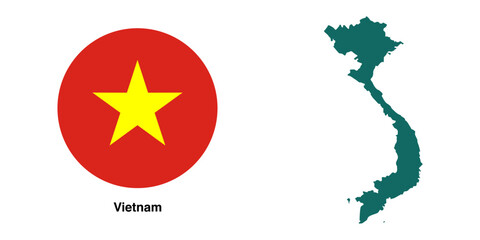 vietnam flag and vietnam map with transparent background