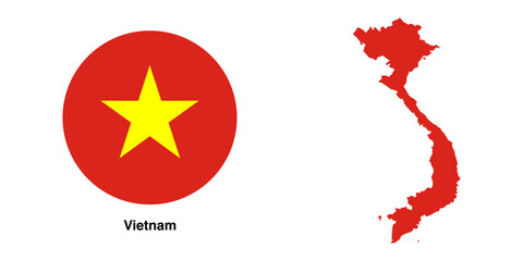 vietnam flag and vietnam map with transparent background