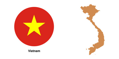 vietnam flag and vietnam map with transparent background