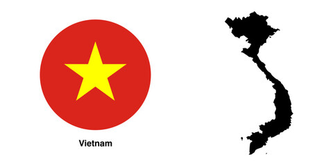 vietnam flag and vietnam map with transparent background