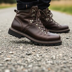 Gravel Path Trek: Hiking Boots in Motion