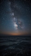 Starry sky with a bright yellow and orange cosmic glow