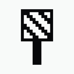 black and white hand mirror pixel art icon vector illustration.