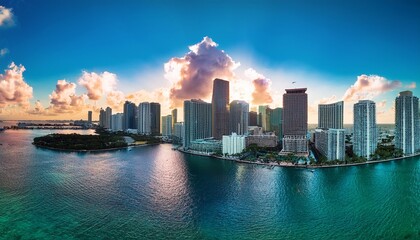 Obraz premium colorful panorama of miami florida downtown buildings
