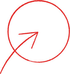 赤い手描きのシンプルな円と矢印のアイコン　Adobe Illustrator Artwork