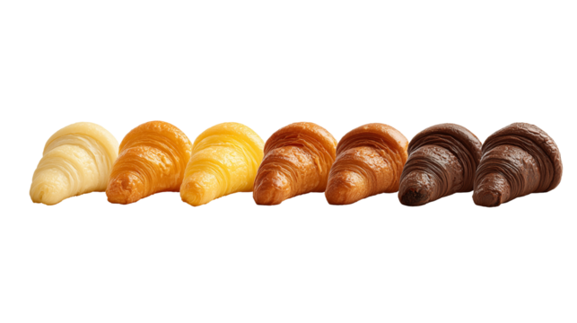 Croissant Dough Shown in Seven Baking Stages
