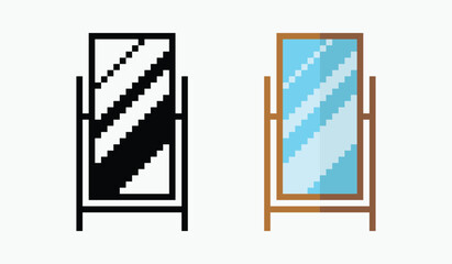 set standing mirror pixel art icon vector illustration.