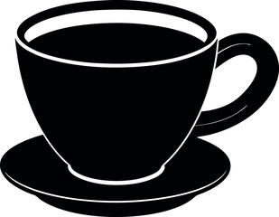 Black and White Coffee Cup and Saucer Icon