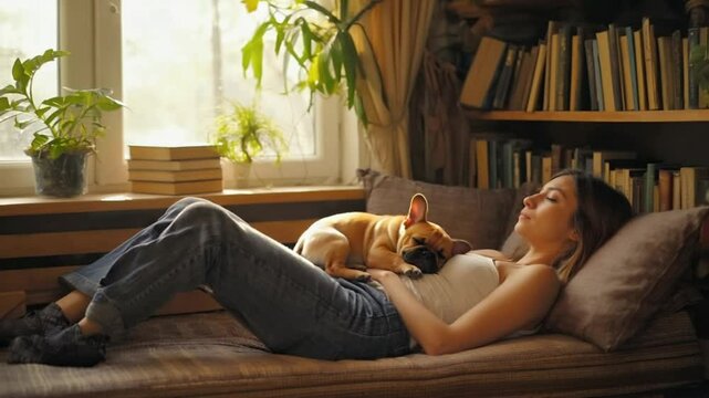 愛犬との穏やかな時間、家族の一員、癒しのペット