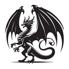 Obraz premium Powerful Black Basilisk Ancient Reptile Form Depiction, Looking Very Dangerous and Full of Poison - basilisk silhouette - basilisk vector - silhouette of basilisk - Basilisk illustration 